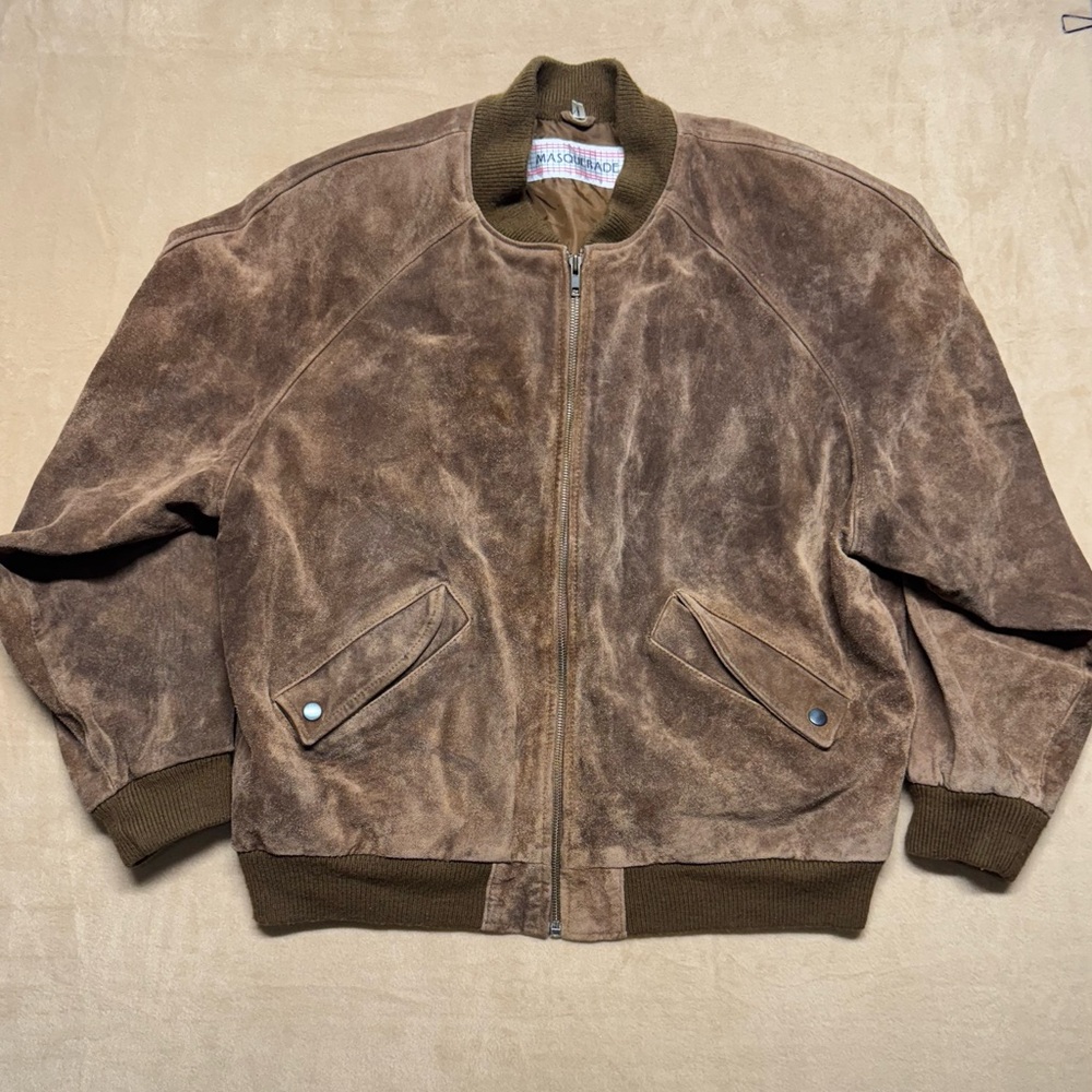 Masquerade Brown Bomber Jacket with Ribbed Details